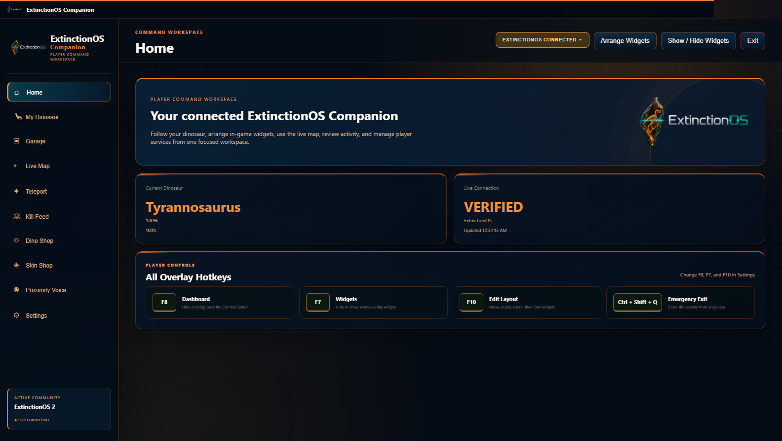 ExtinctionOS Companion command workspace preview