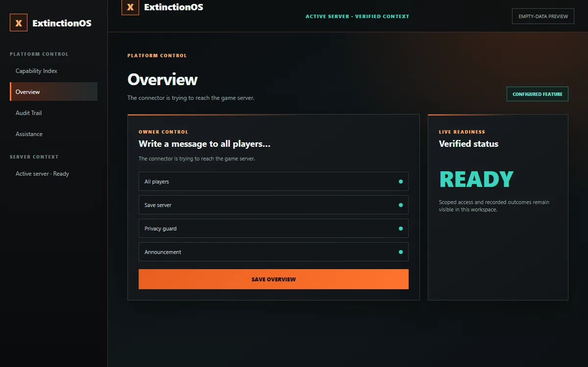 Empty-data server overview preview